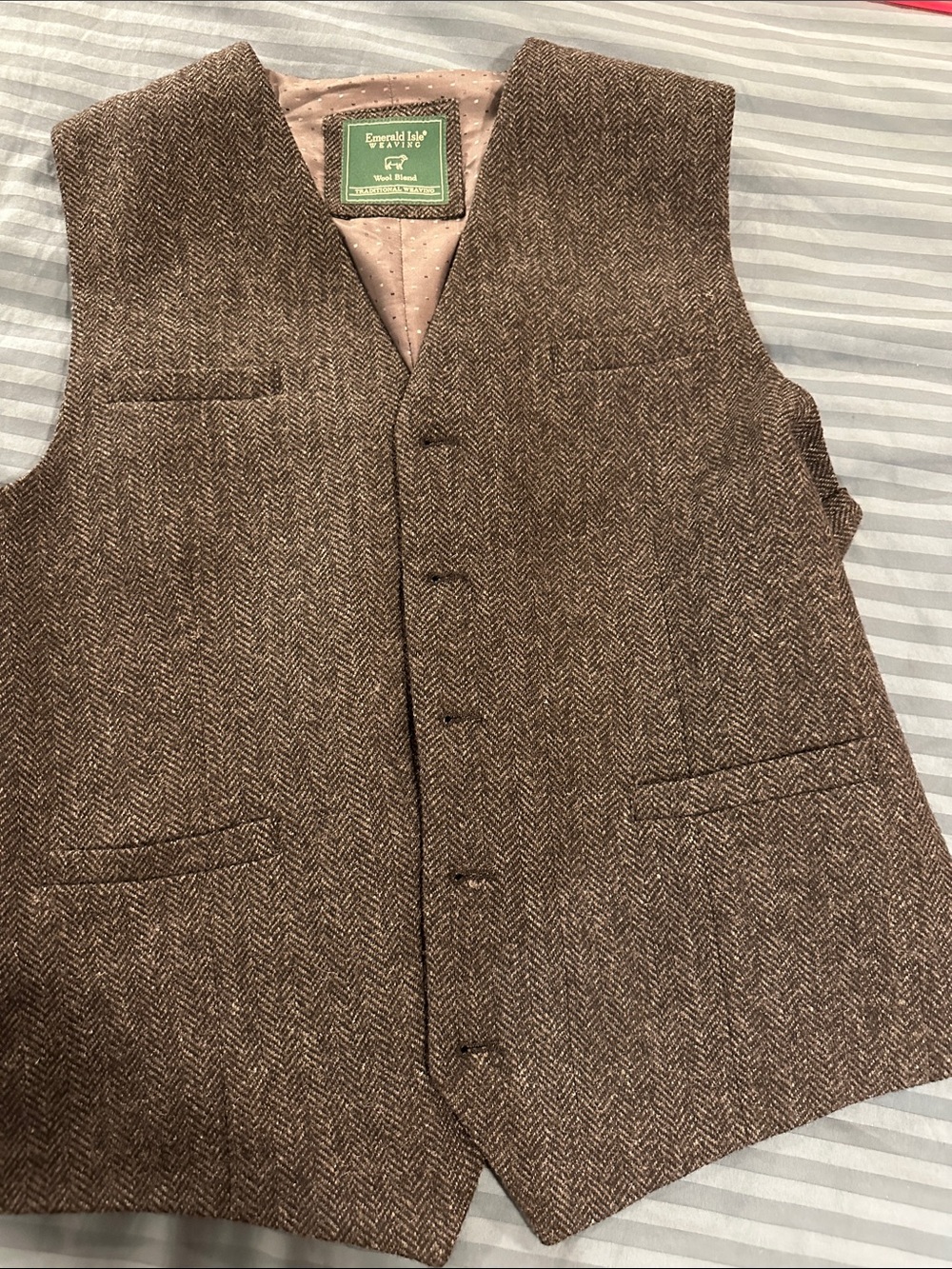Emerald Isle Weaving Wool Blend Vest Mens Size 46 Ireland